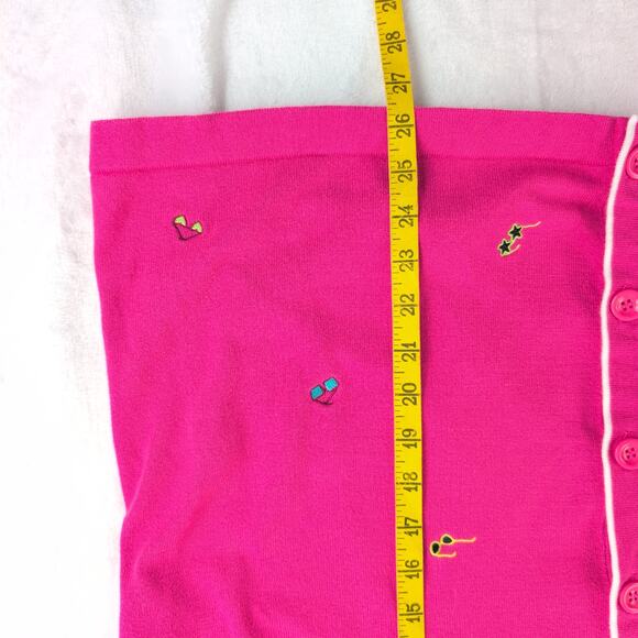 Vintage C. J. Banks Cardigan Beachy GrannyCore GrandmaBeach Hot Pink Women's 2X - Picture 9 of 10